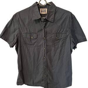 Converse One Star Men's Shirt Pearl Snap Button Blue Western Style Short Sleeve